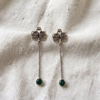 Twin Peacock 925 Sterling Silver Tribal Chain-Drop Earrings -  Tribal Collection