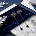 Twin Peacock 925 Sterling Silver Tribal Chain-Drop Earrings -  Tribal Collection