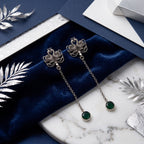 Twin Peacock 925 Sterling Silver Tribal Chain-Drop Earrings -  Tribal Collection