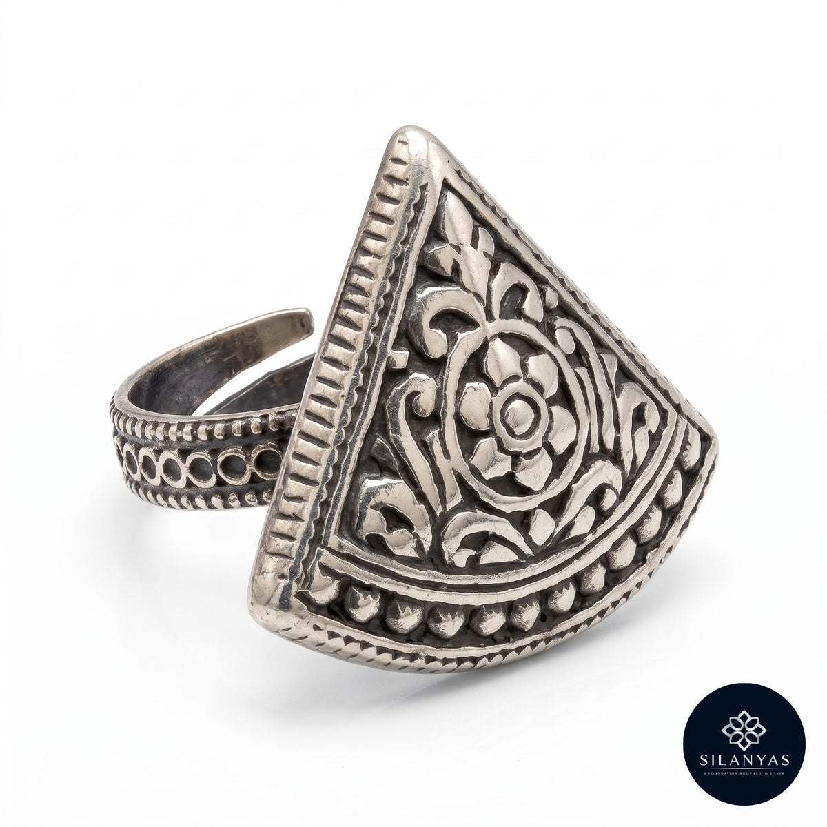 Tribal Shield 925 Sterling Silver Adjustable Ring - Tribal Collection