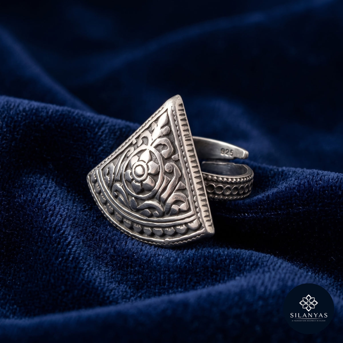 Tribal Shield 925 Sterling Silver Adjustable Ring - Tribal Collection