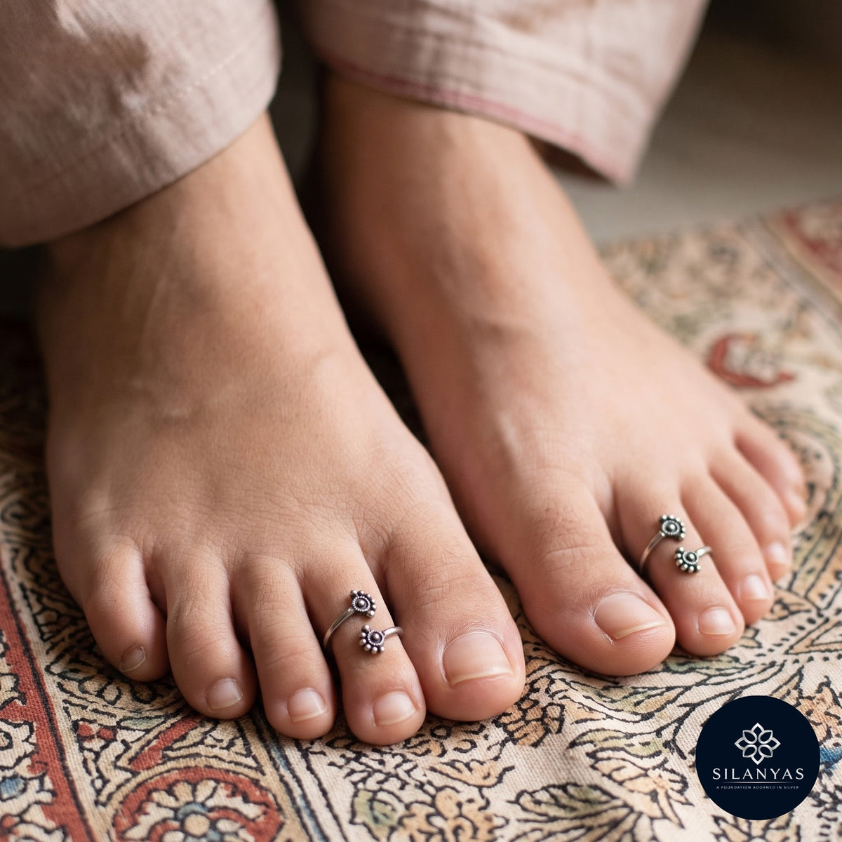 Marudhara 925 Silver Floral Motif Toe Rings – Marudhara Collection