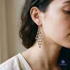 Granulated Lattice 925 Sterling Silver Tribal Chandelier Earrings -  Tribal Collection