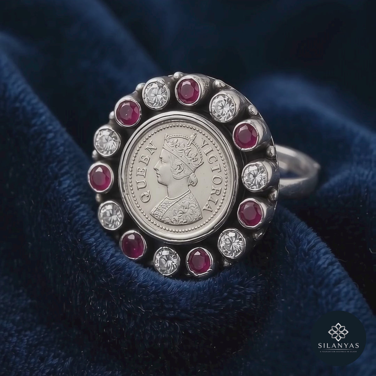 Heritage Queen Victoria Coin Ring with Cut Stones