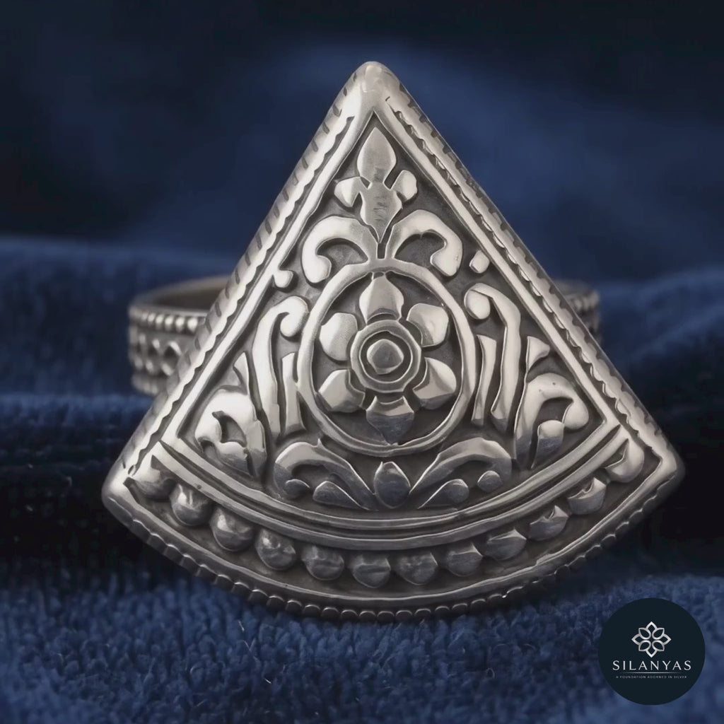 Tribal Shield 925 Sterling Silver Adjustable Ring - Tribal Collection