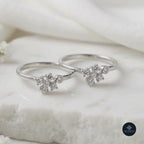 Blooming Star  925 Silver Rhodium-Plated CZ Toe Rings - Celestial Bloom Collection
