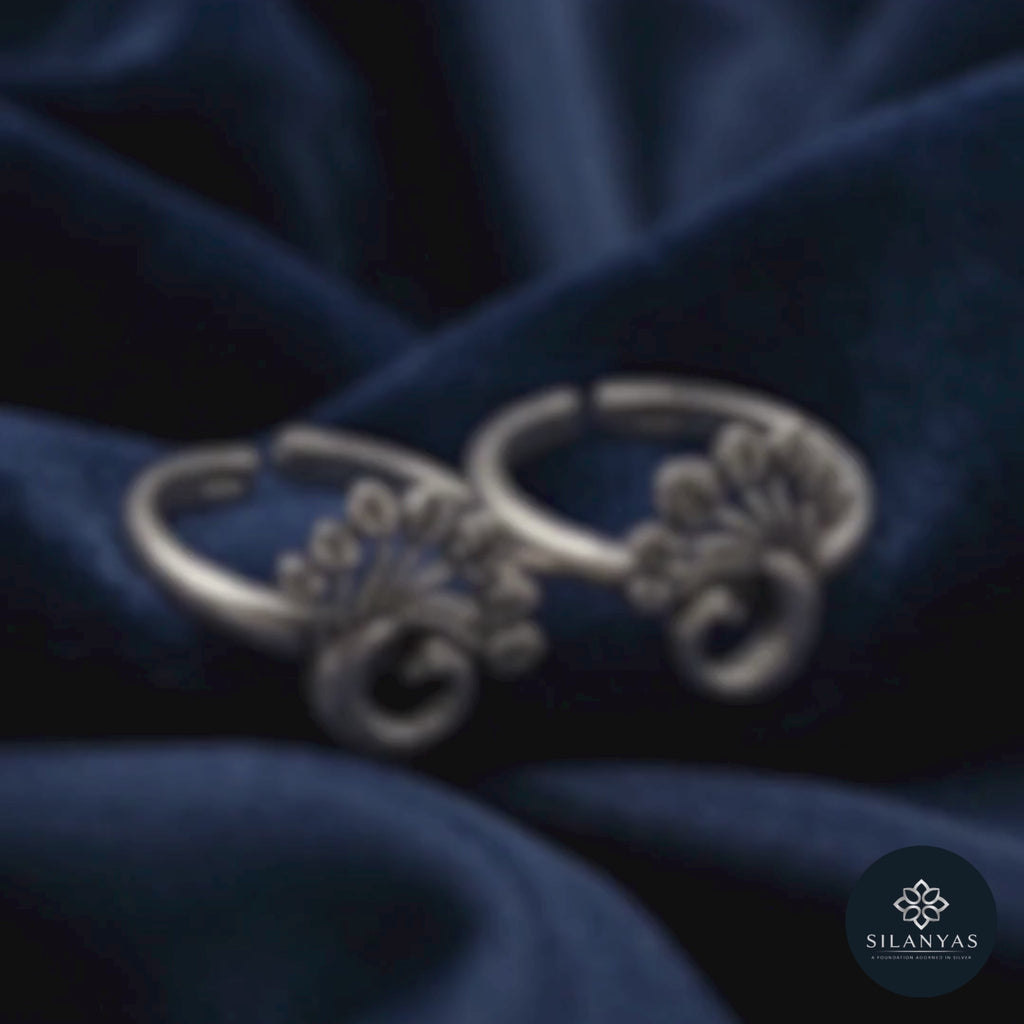 Marudhara 925 Silver Peacock Motif Toe Rings – Marudhara Collection