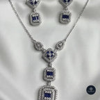 Sapphire Geometry CZ Necklace Set 925 Sterling Silver - Ratna Aabha Collection