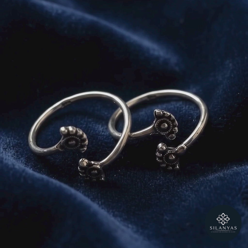 Marudhara 925 Silver Floral Motif Toe Rings – Marudhara Collection