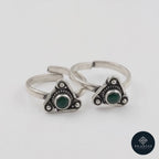 Rajsi 925 Silver Green Stone Toe Rings – Rajsi Collection