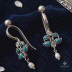 Turquoise Bloom Kundan 925 Sterling Silver Non-Piercing Bugadi Earrings - Heritage Kundan Bugadi Collection