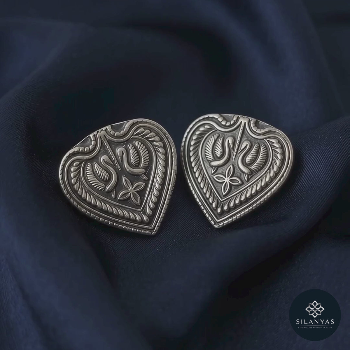 Amrapali Heart 925 Sterling Silver Stud Earrings  – Amrapali Heritage Collection