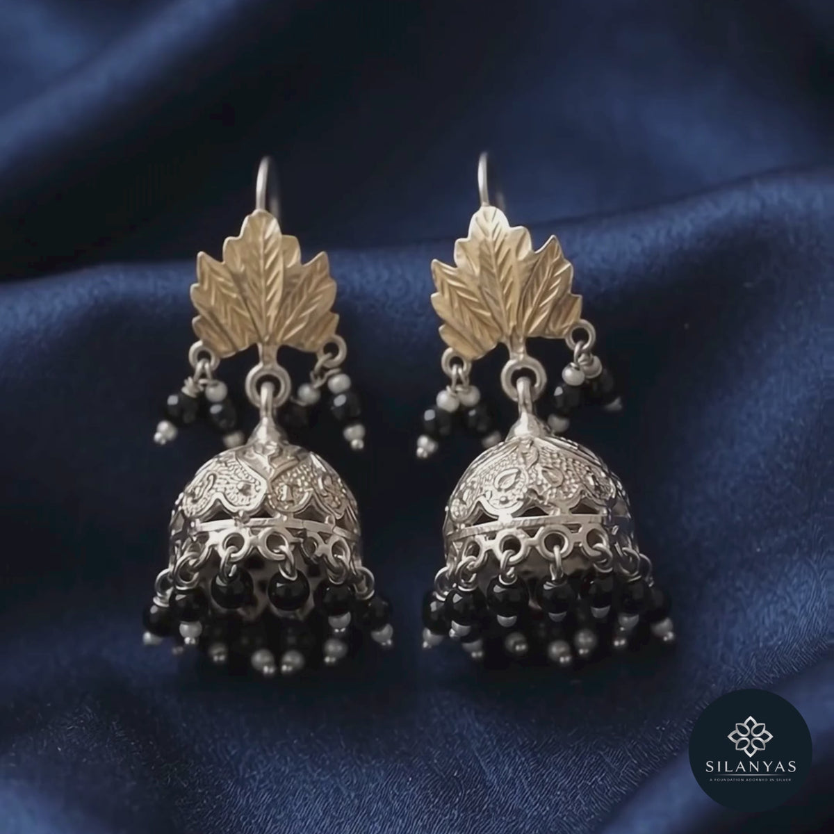 Chinar 925 Silver Leaf Jhumki Earrings - Chinar Collection