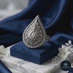 Teardrop Filigree Ring - 925 Silver Oxidised - Tribal Heritage Collection
