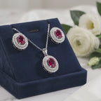 Ruby Aabha 925 Silver Red Stone Pendant Set - Aabha Collection