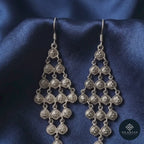 Granulated Lattice 925 Sterling Silver Tribal Chandelier Earrings -  Tribal Collection