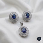 Neel Aabha 925 Silver Sapphire-Coloured Pendant Set - Aabha Collection